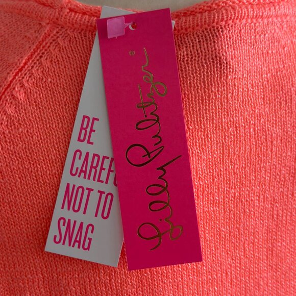 NWT Lilly Pulitzer “SUNNY” Danette Sweater – Papaya Punch Sunny Intarsia Size: L - Picture 6 of 10